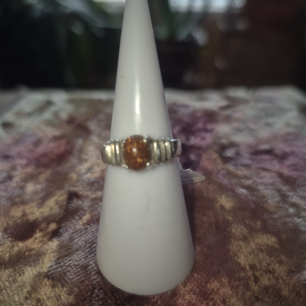 Elegant Silver, Brown Sunstone Ring